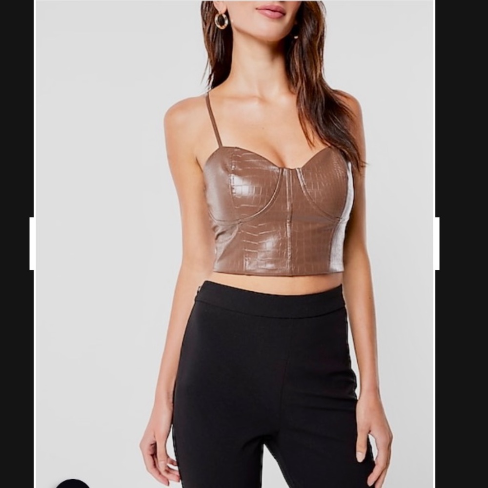 NWT Express XL Croc Faux Leather Crop Corset Top